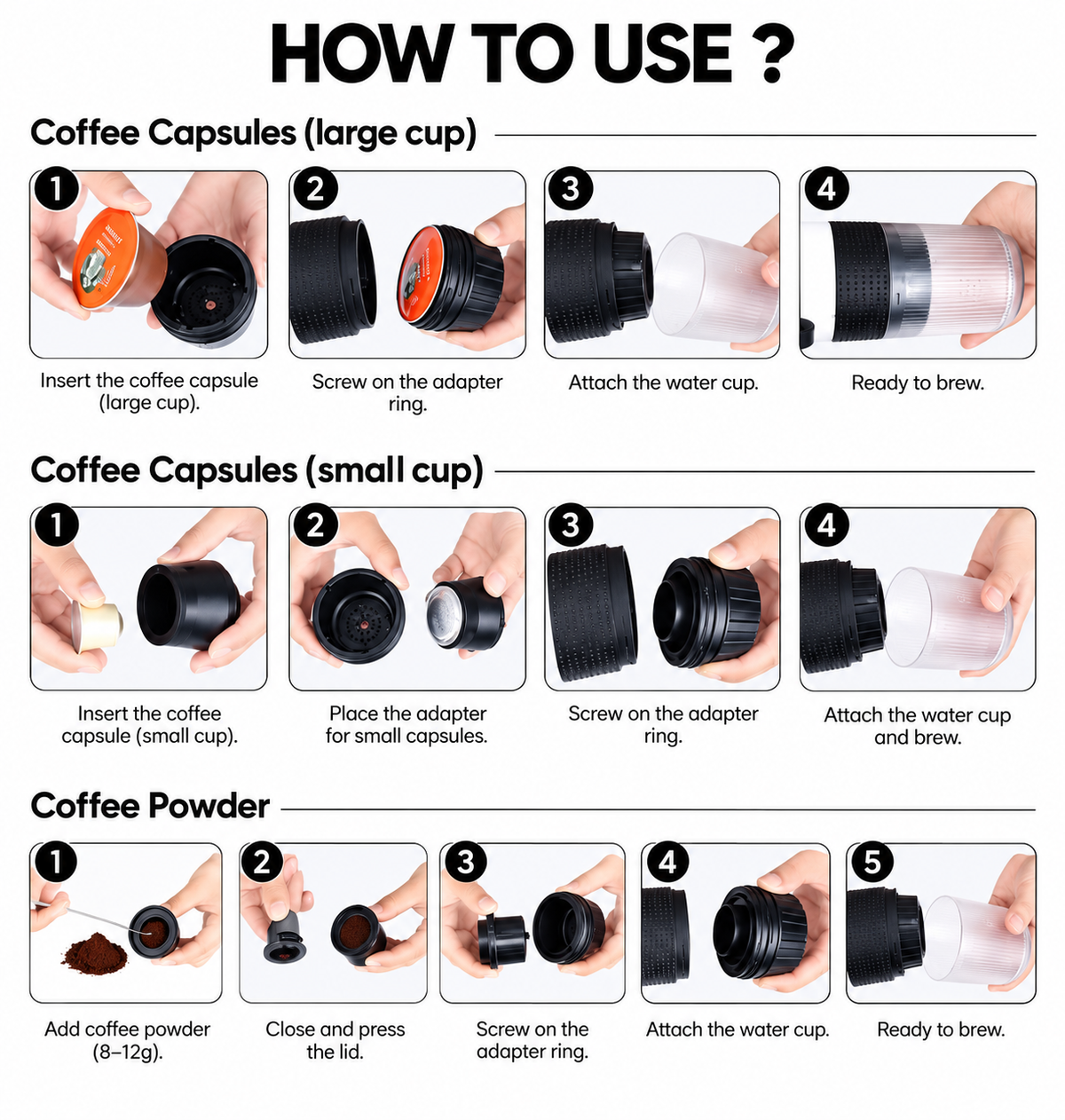 Brugo 3-in-1 Portable Espresso Maker